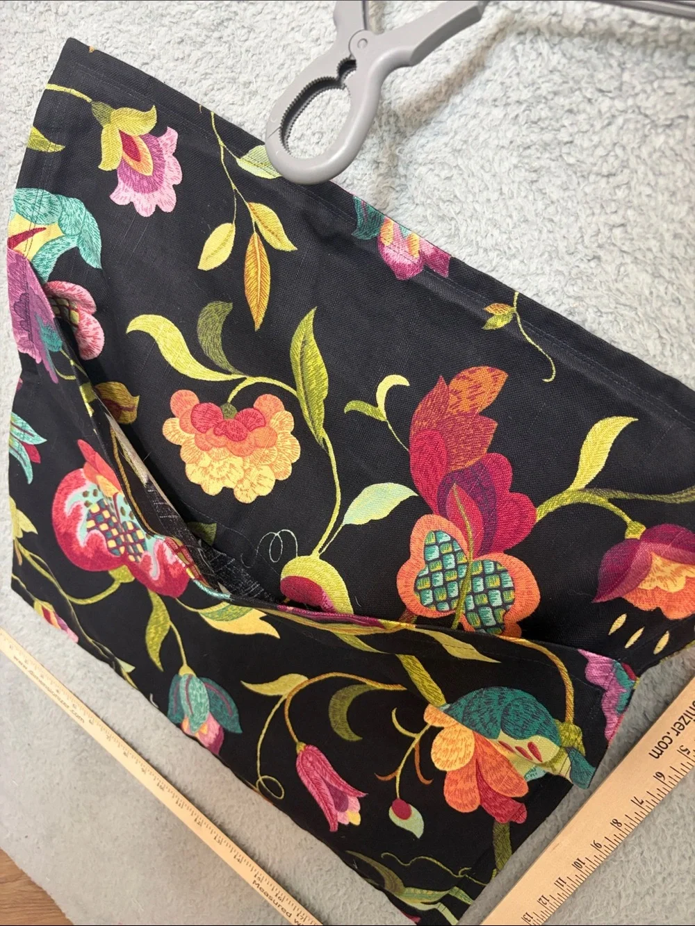 Black Floral pillowcases with Multicolor faux Embroidery, set of two.
